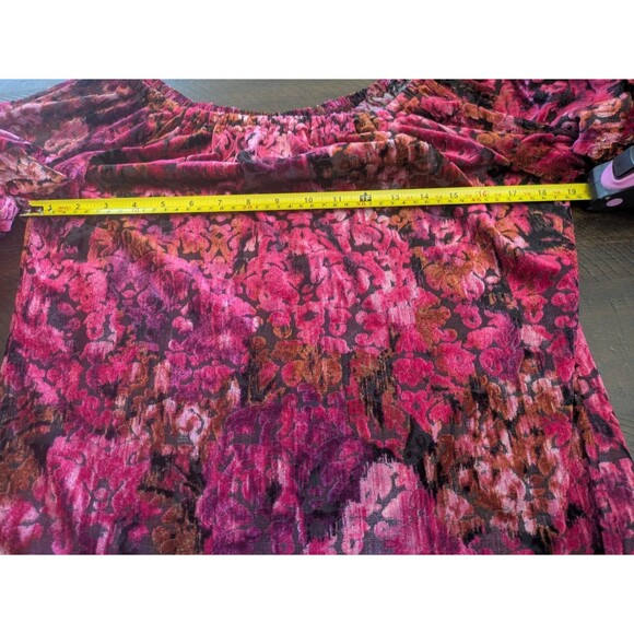 Coco Bianco Burnout Velvet Top Off Shoulder Gathered Sleeve Peasant Boho Medium - Picture 8 of 10